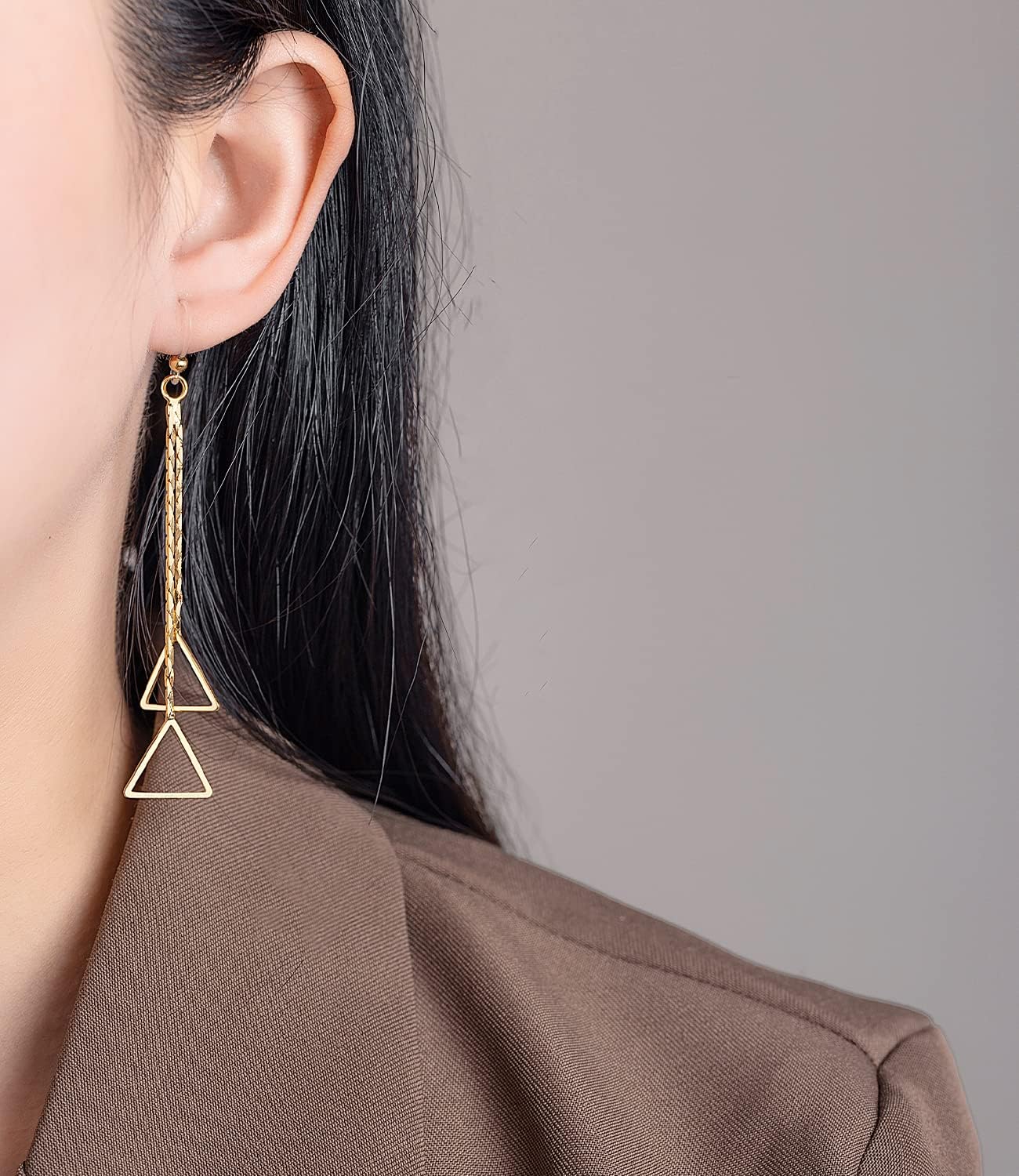 Plastic Earrings,KMEOSCH Drop Dangle Triangle Earrings on Plastic Hooks for Sensitive Ears - Image 2