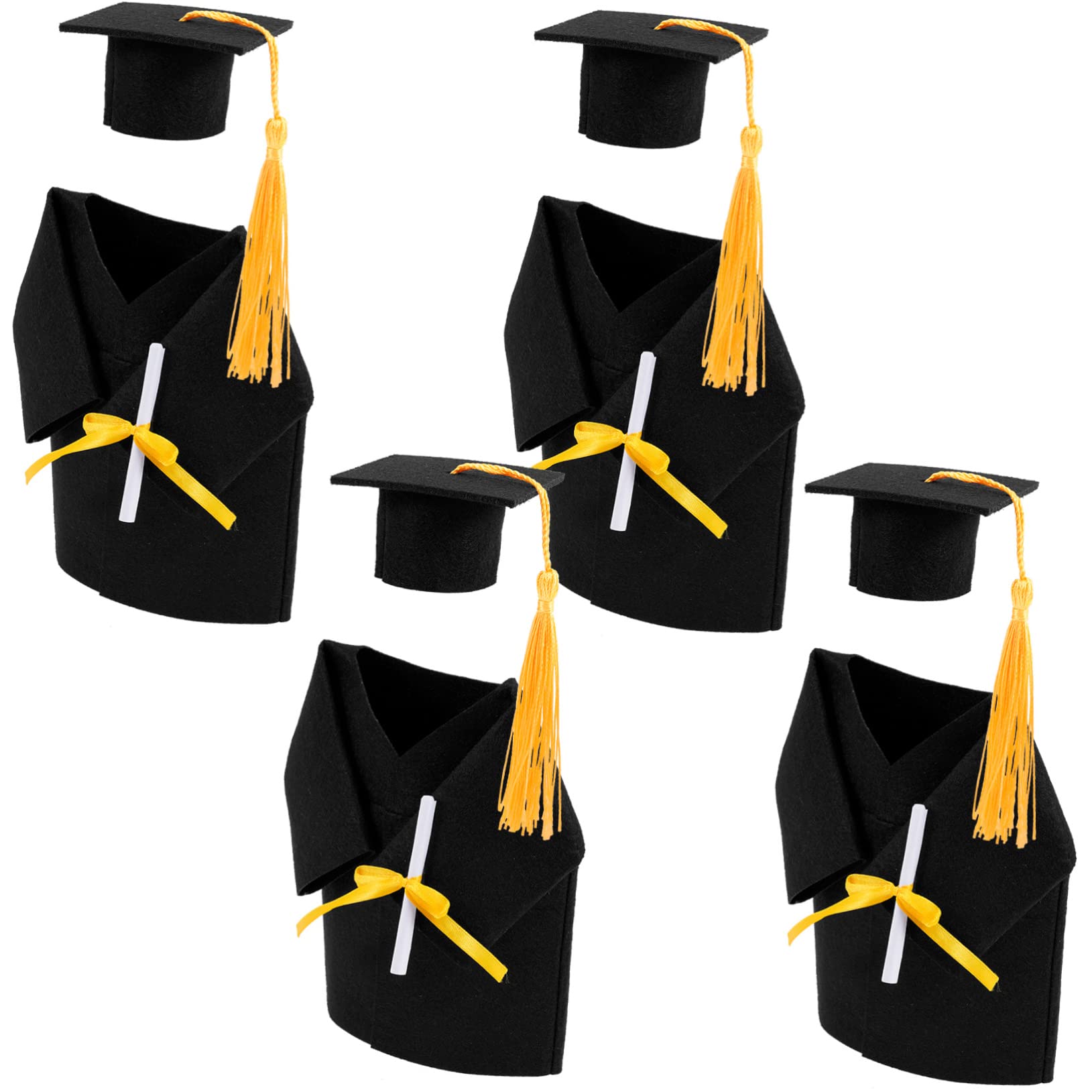 Decorazioni Bottiglia Vino A Forma Di Cappello Di Laurea - Set 8 Pezzi Con Nappe Colorate, Per Feste Di Laurea, Compleanni, Matrimoni