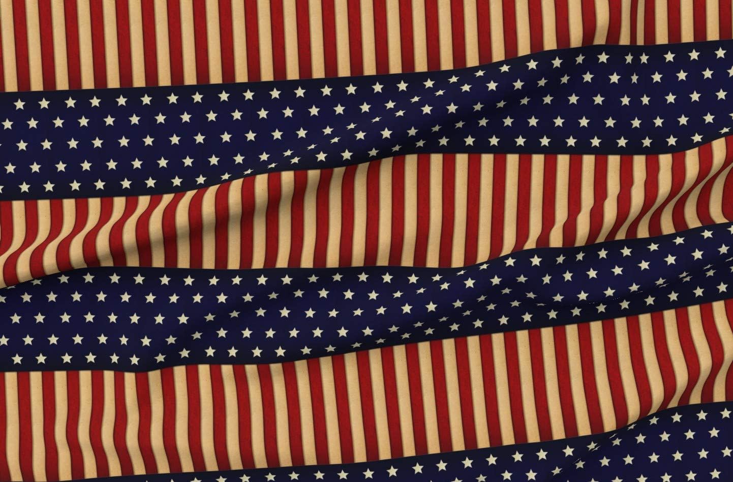 Spoonflower Fabric - American Patriotic Stars Stripes Day Flag July Printed on Chiffon Fabric by The Yard - Sewing Fashion Apparel Dresses Home Decor