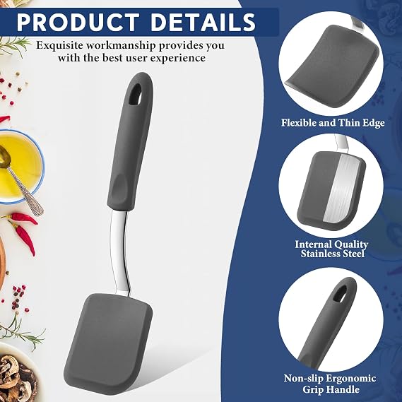 Small Silicone Spatula Mini Silicone Cookie Spatula, Gray