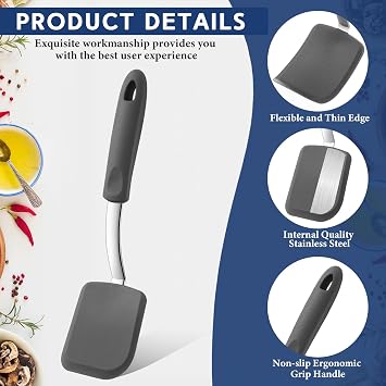 Small Silicone Spatula Mini Silicone Cookie Spatula, Gray
