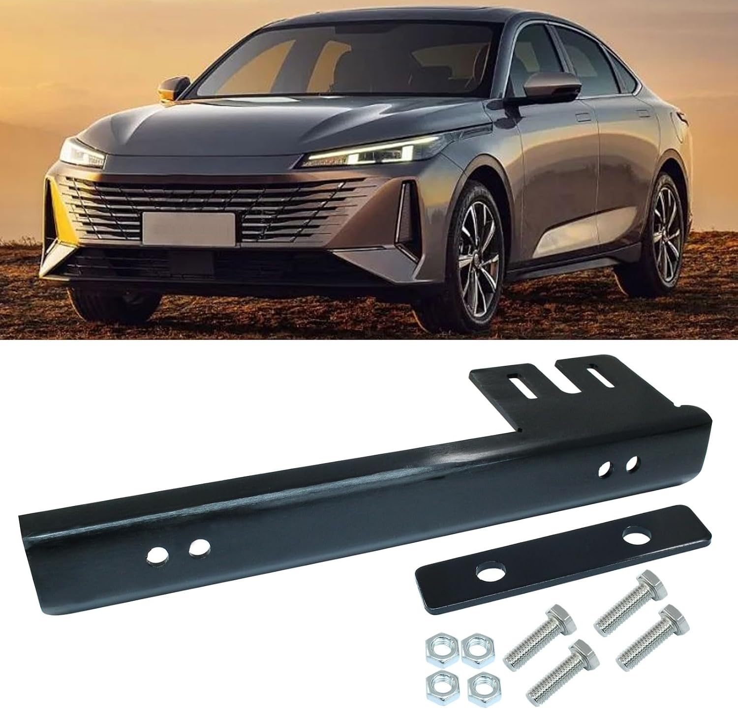 Zorfeter Black Front Bumper License Plate Mount Bracket Relocator Bar image 2