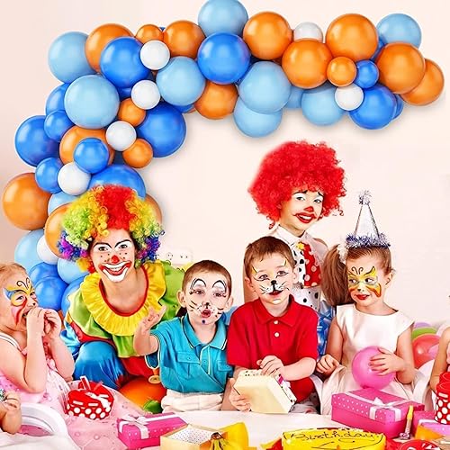 Miniatura 6 de Kit de arco de guirnalda de globos, kit de arco de globos azul y naranja y blanco, guirnalda de globos, globos de látex para decoración de