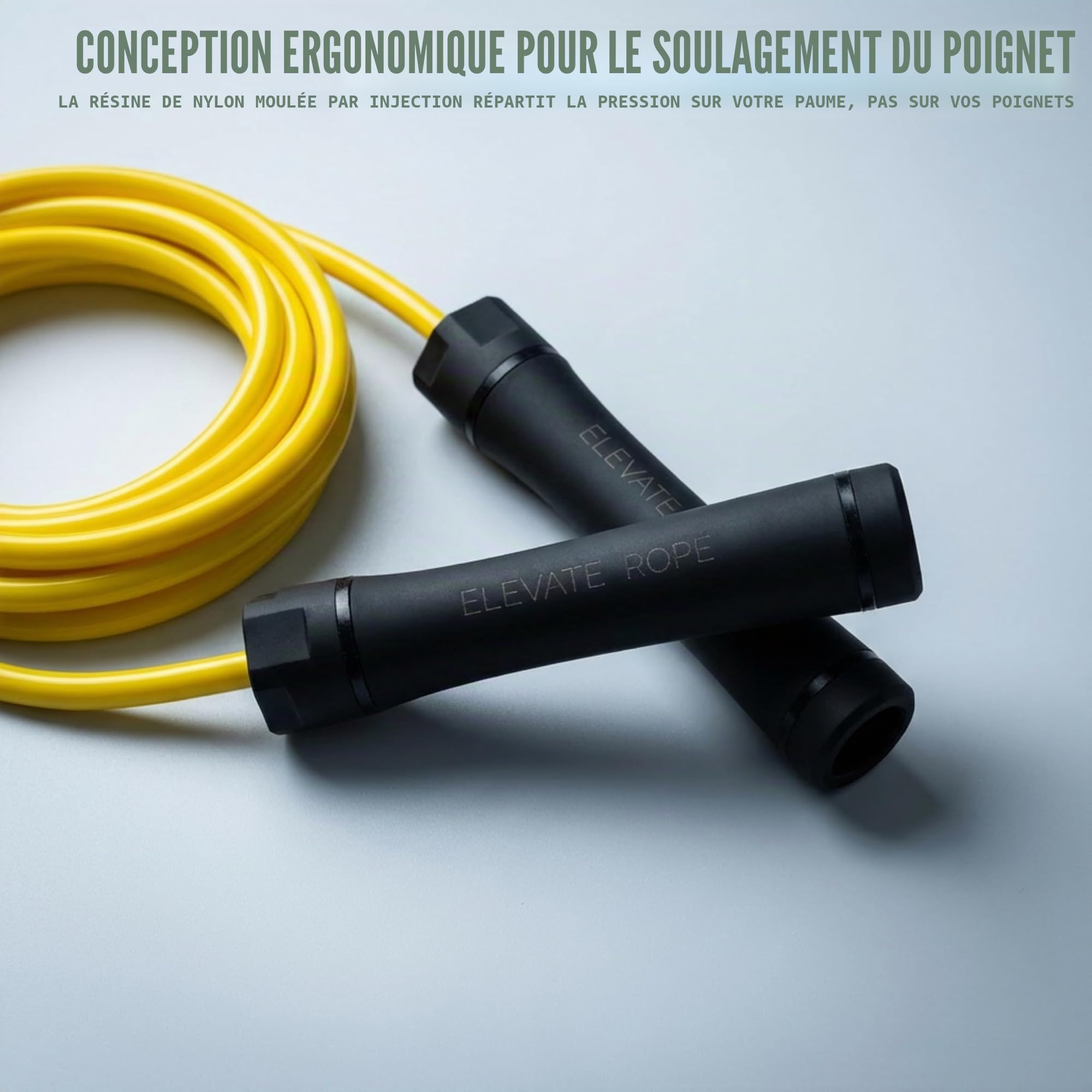 Elevate Rope Corde Lourde Réglable 3 m avec App Gratuite Incluse – Câble PVC 10 mm pour Force et Cardio