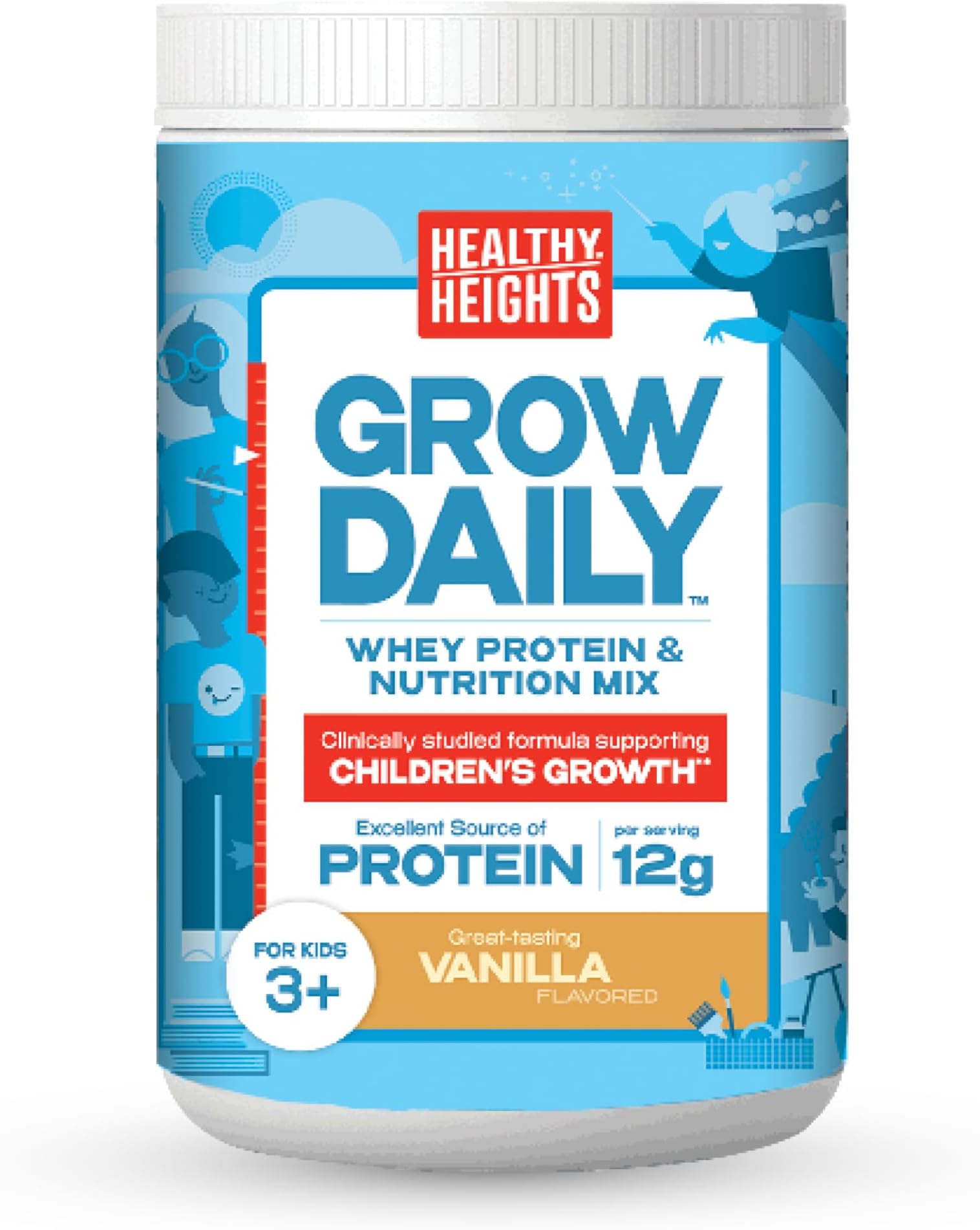 Healthy Height Grow Daily Kids Protein Drink Mix (Vanilla) - High Protein Sha...