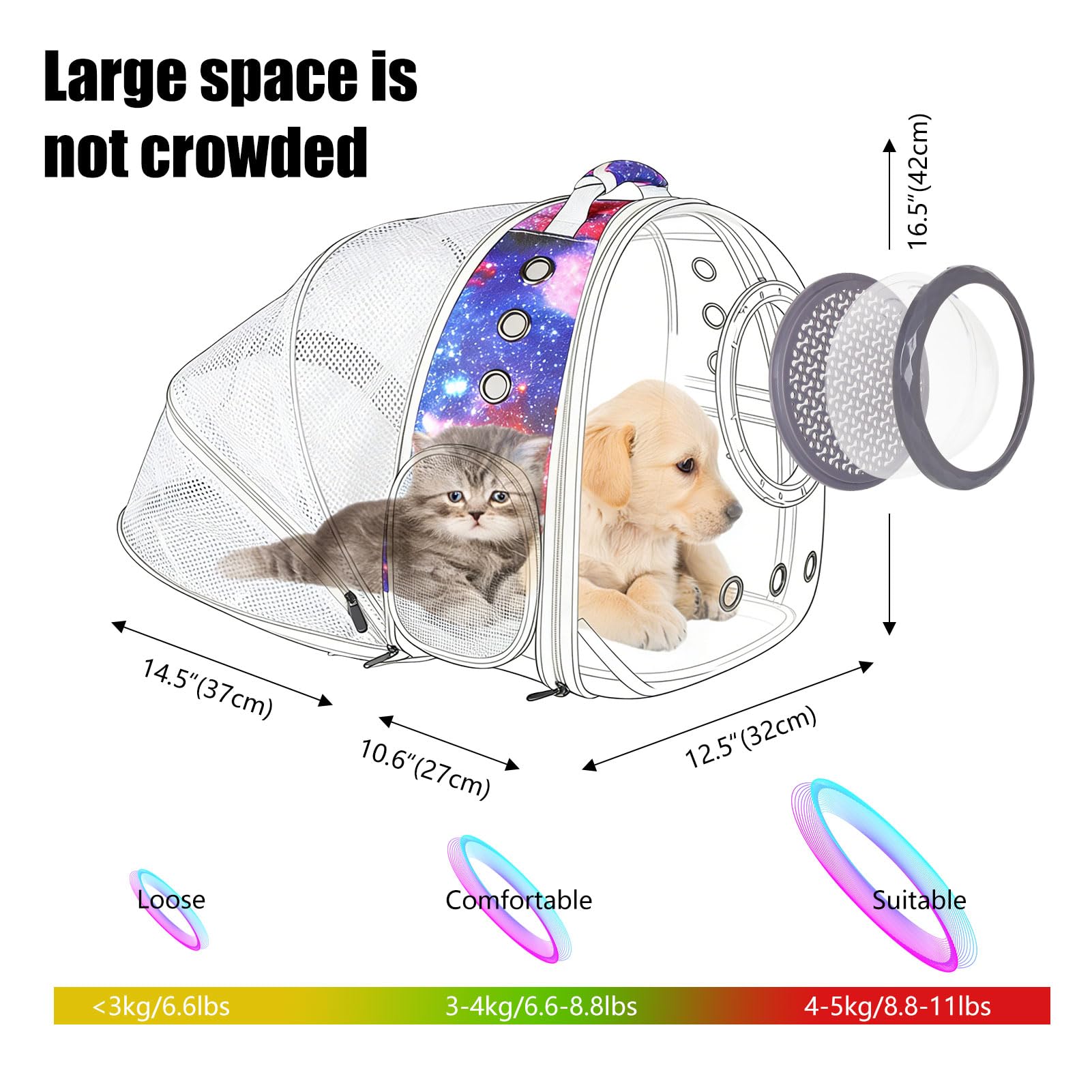 Mochila de burbujas transparentes para gatos, mochila de astronauta para gatos, perros pequeños, gatitos, conejos, aprobados por aerolíneas, viajes, senderismo, camping, gatos (color azul