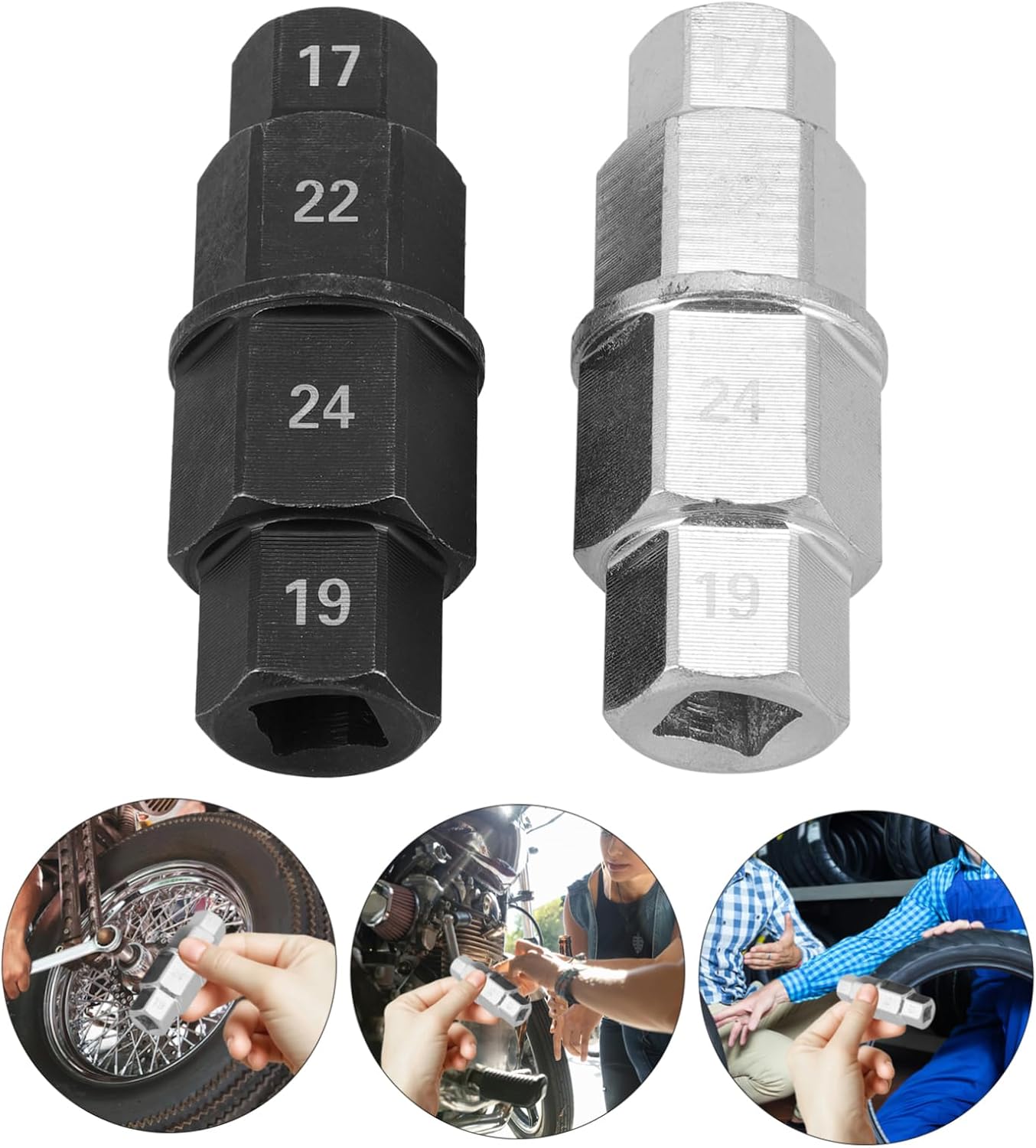 Zerodeko 2pcs Motorcycle Front Wheel Spindle Removal Tool Axle Socket Wrench for Easy Disassembly and Installation of Motorcycle Axles