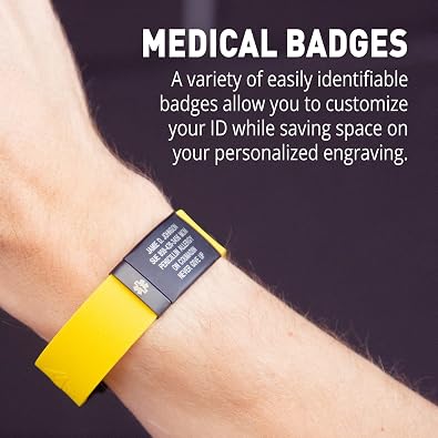 ROAD iD Personalized Medical Identification Bracelet - Premium ID Wristband with Medical Alert Badge - Silicone Clasp