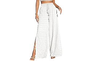 Chic Boho Beach Pants: Flowy Tie-Waist Wide Leg Wonders