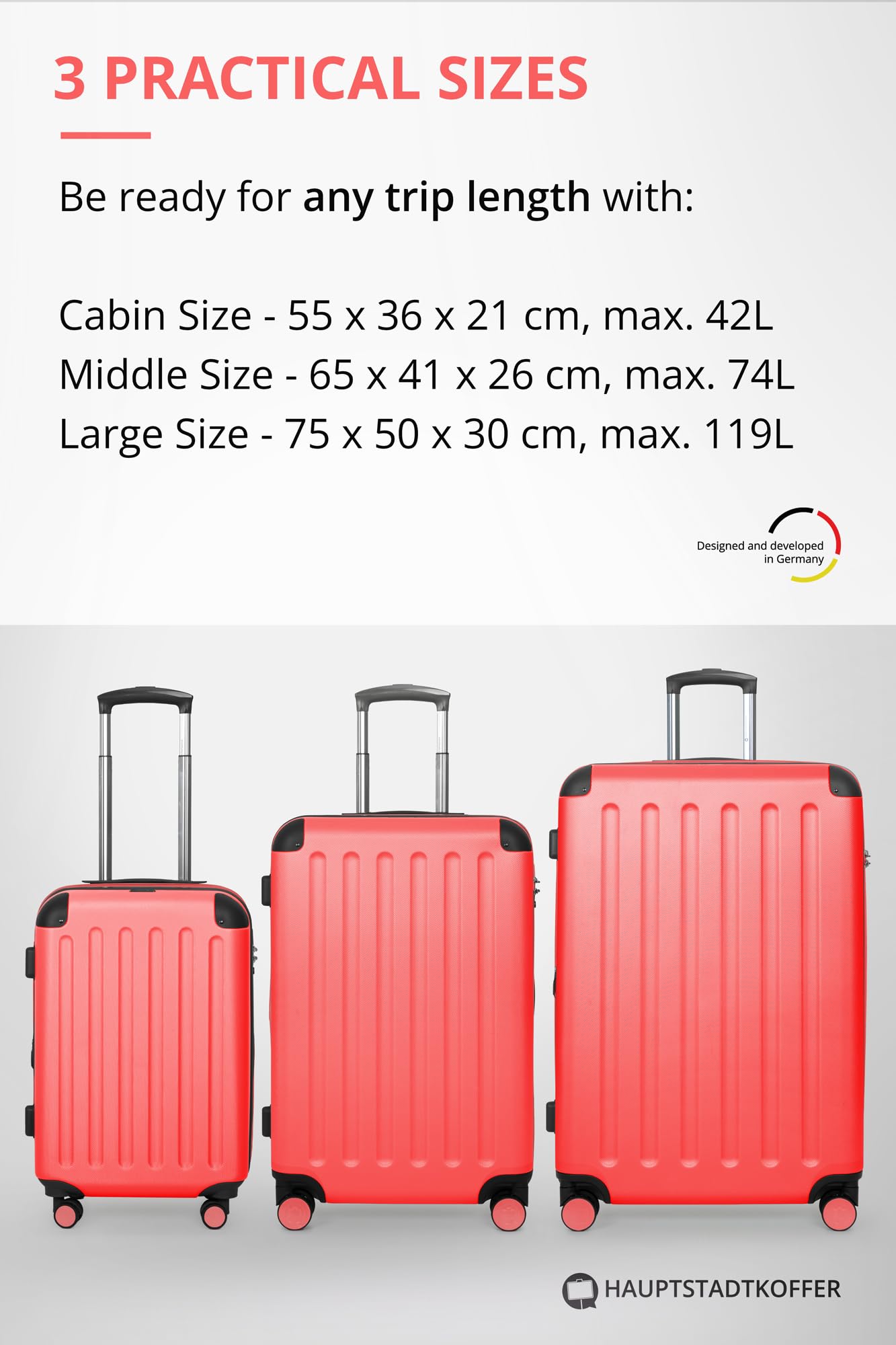 HAUPTSTADTKOFFER - Spree - Maleta rígida, Trolley expandible, Equipaje de Viaje, 4 Ruedas Dobles, TSA, 65 cm, 74 litros, Champán — view 33