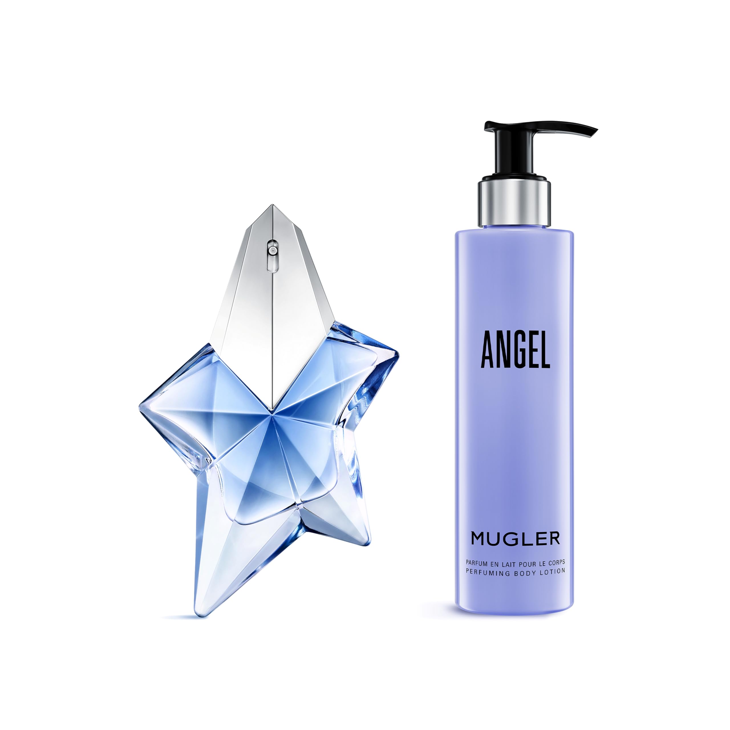 MUGLER Angel Eau de Parfum, Damen-Parfum, Amberartiger Gourmand-Duft, Faszinierender Duft, Nachfüllbar, 50 ml + MUGLER Angel Parfümierende Bodylotion, 200 ml