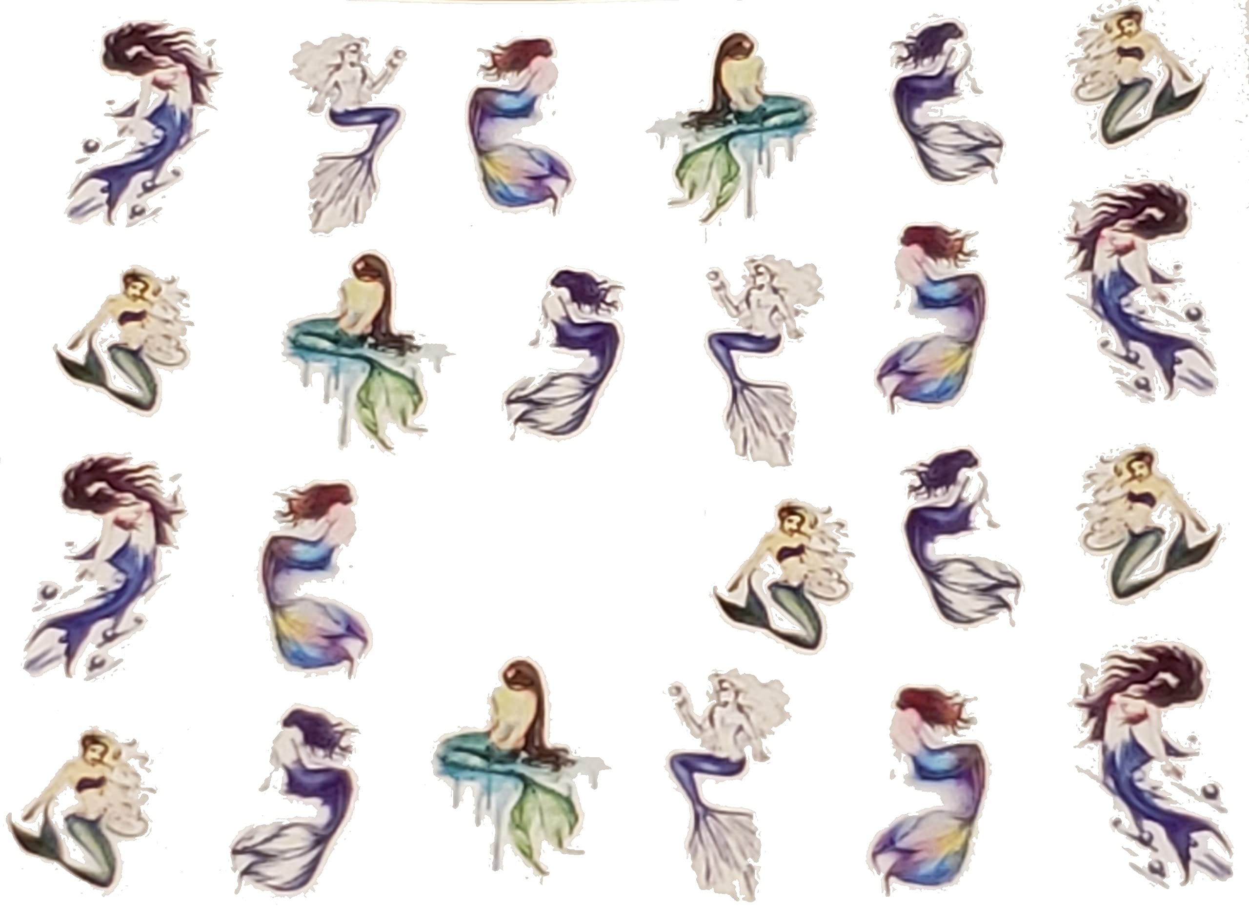 Watercolor Melancholy Mermaids Nail Art Water Decals fingernail Art .