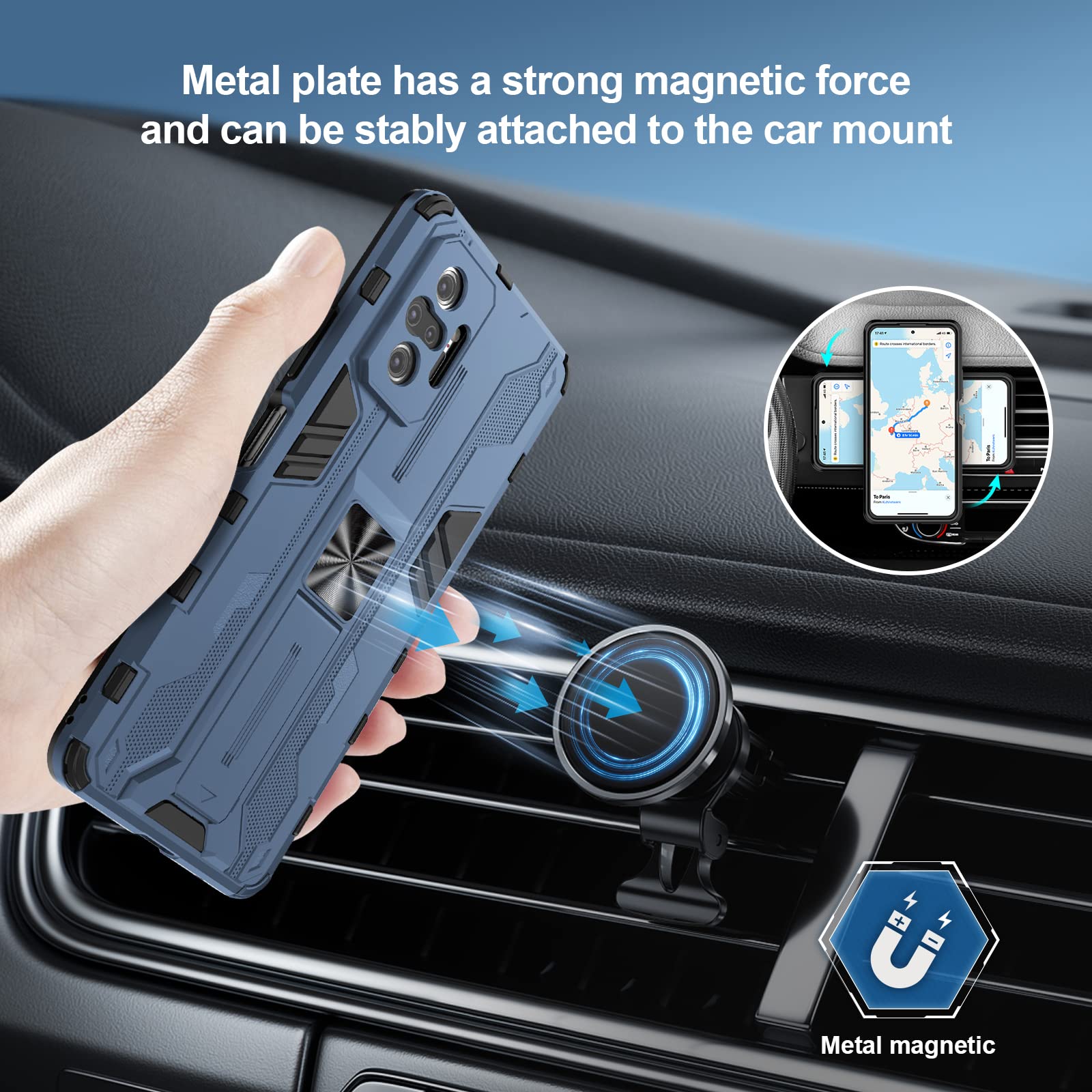 Funda para Xiaomi Redmi Note 15 Pro 5G, Carcasa Antigolpes con Soporte anular metálico, Case Protectora de Grado Militar, Azul — view 773
