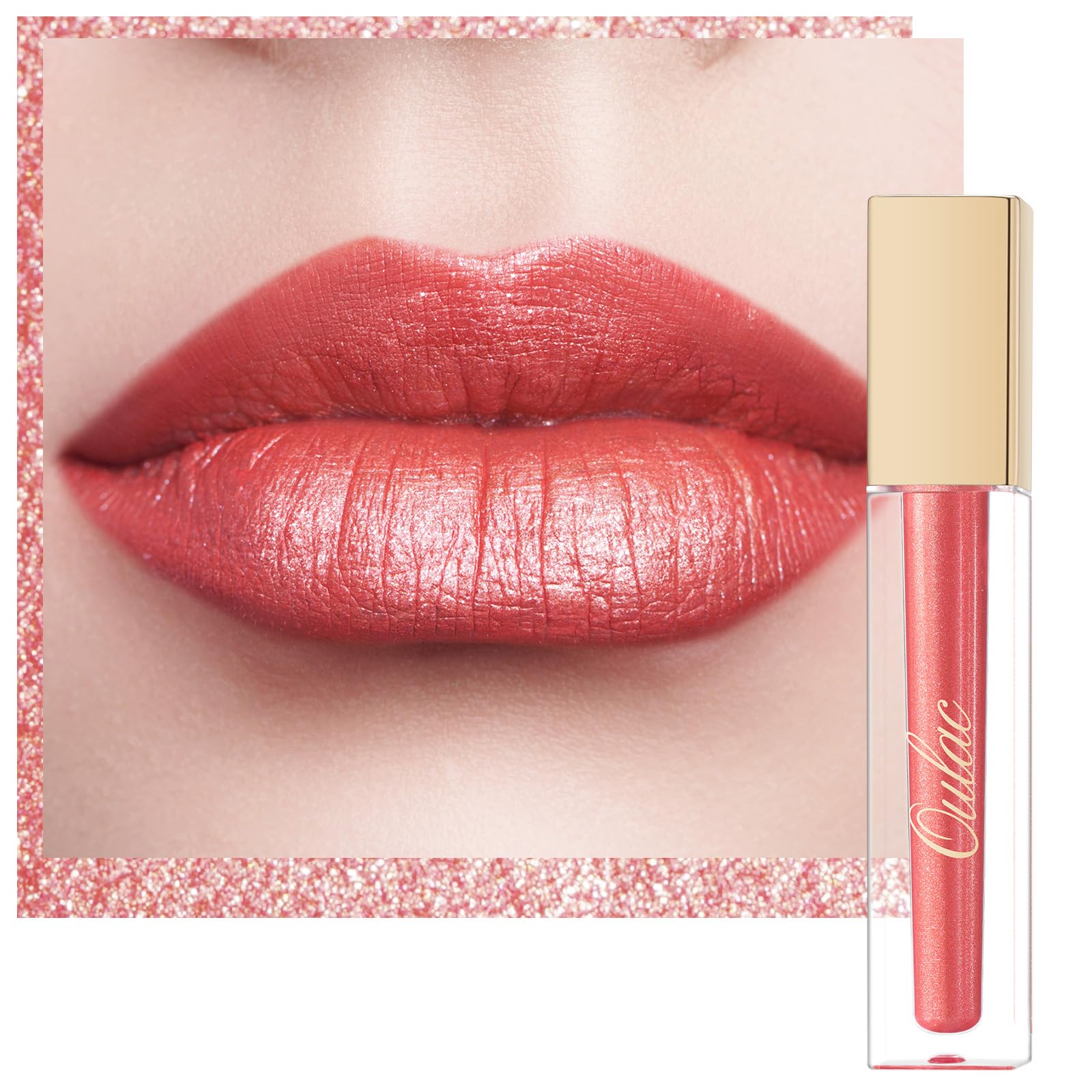Oulac Metallic Diamond Shine Liquid Lip Gloss, Glitter Glossy for Lip & Eye, Long Lasting 24H + & Waterproof