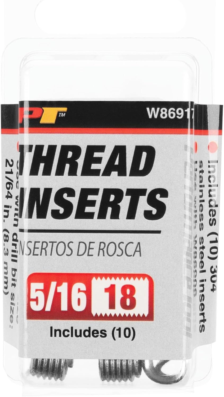 Performance Tool W86917 5/16-18 Thread Inserts, Set of 10, Stainless Steel
