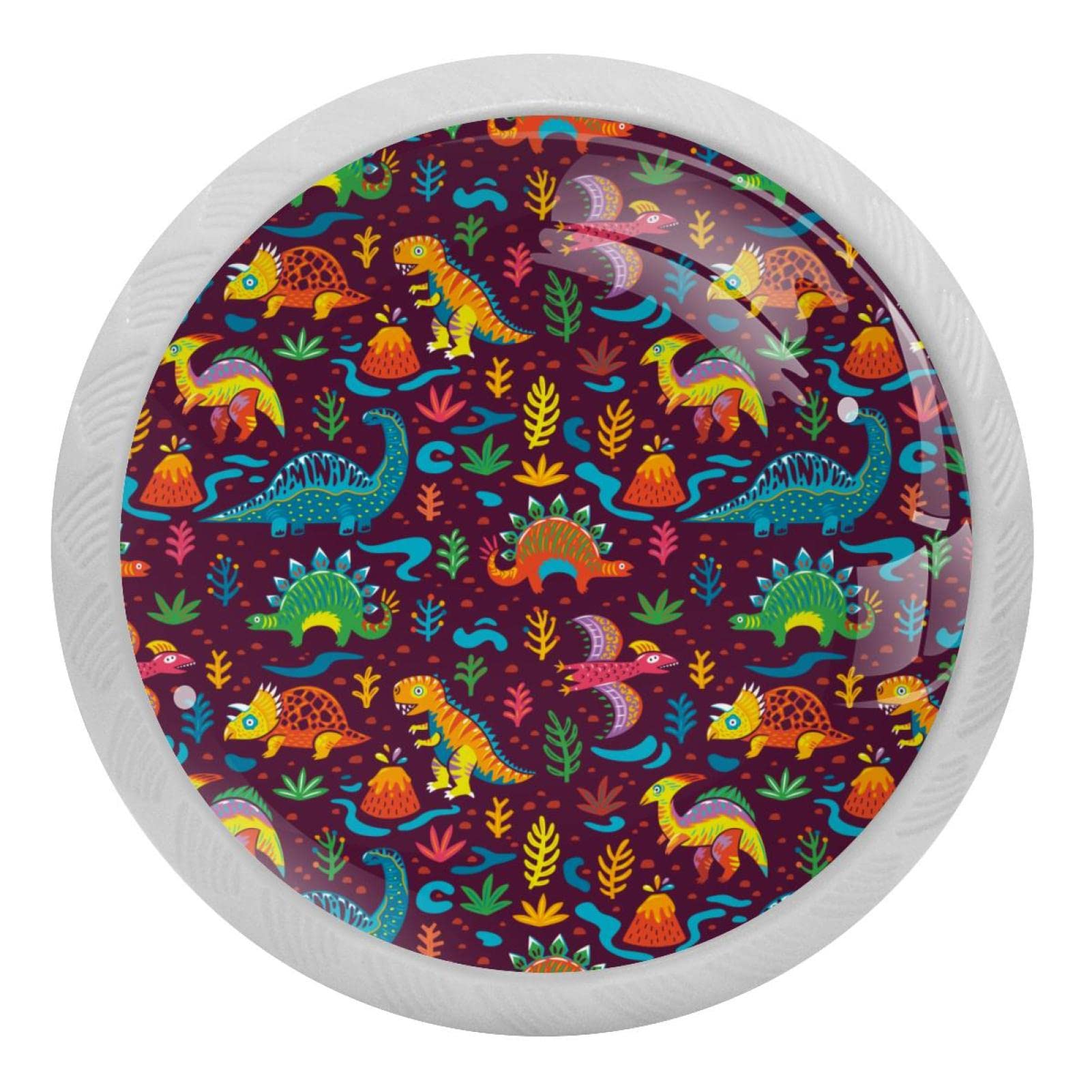 Poignées de tiroir en verre motif dinosaure boutons de placard x4