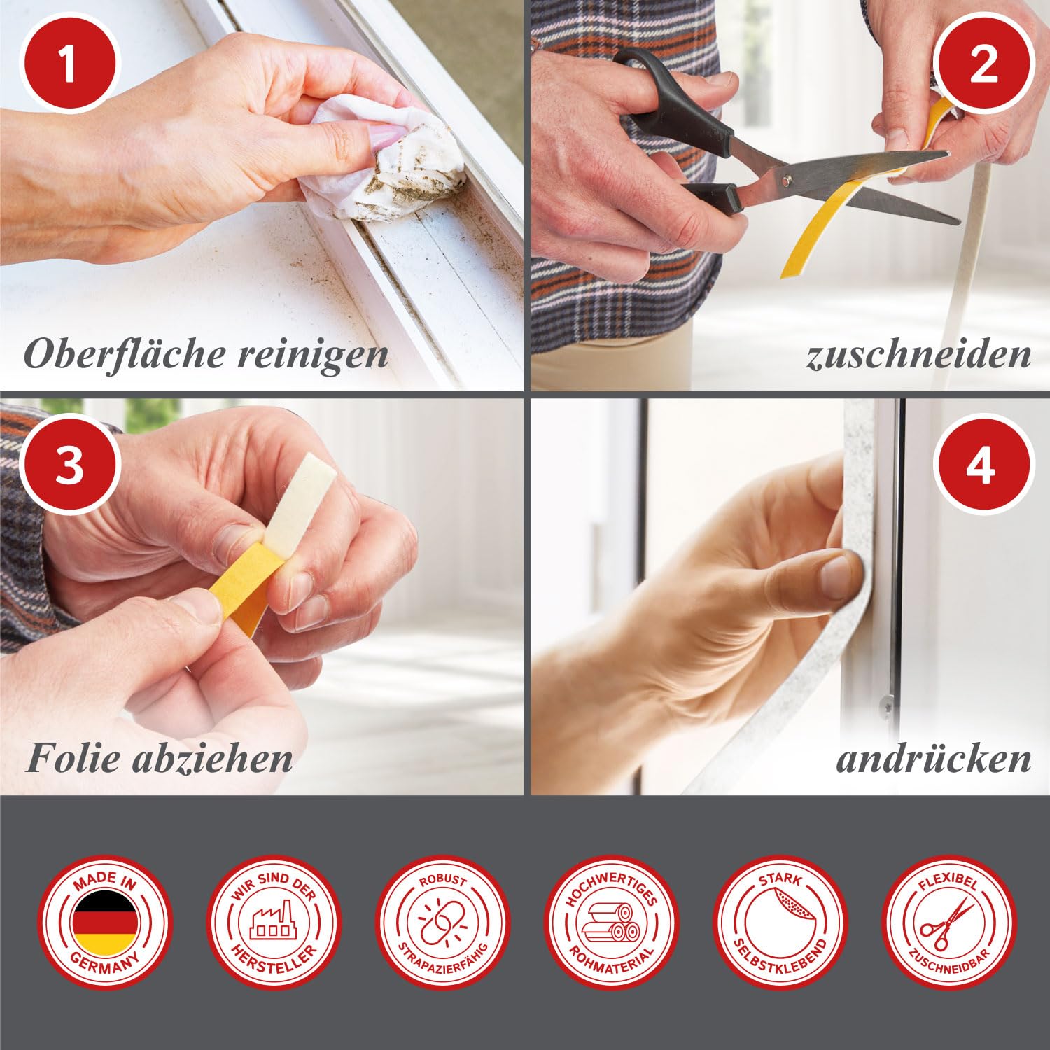 Nastro in feltro autoadesivo largo 50 mm, spessore 3 mm, lunghezza 10 m, bianco versatile, ideale come rotolo di feltro per sedie e mobili pesanti