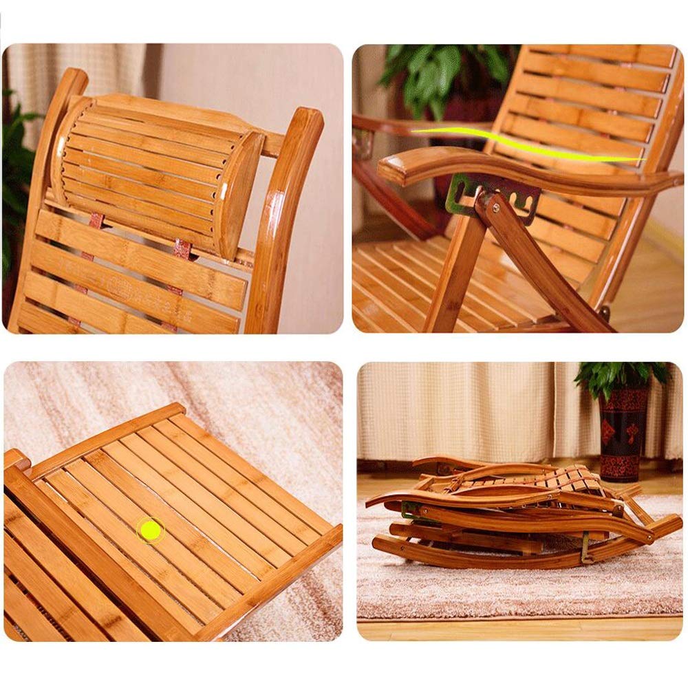 Amazon｜竹製折りたたみロッキングチェア、フットスツールと伸縮