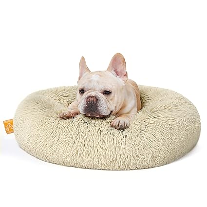 AKUTATA Dreamer Round, Calming Fur Pet Bed, for Cats and Dogs, 27