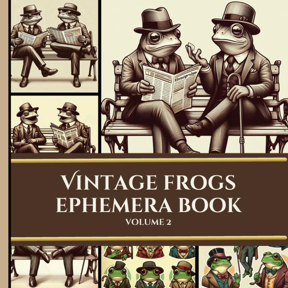 Vintage Frogs Ephemera Book: Scrapbooking | Junk Journaling | Pattern | Decoupage | Craft Paper Pad | Origami | Collage | Decorative