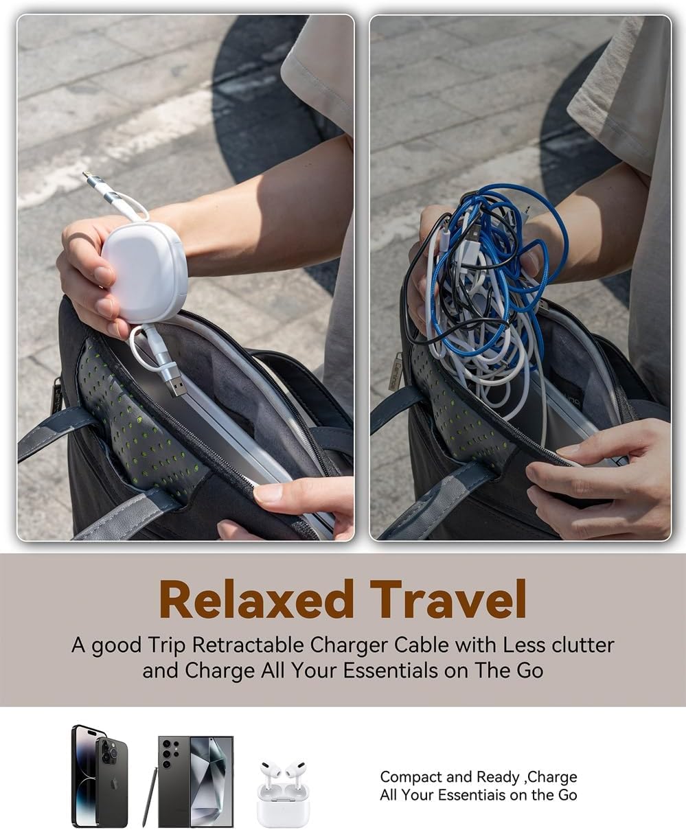 5 in 1 Retractable Charging Cable, 65W Multi Charger USB Type C Charger Cable Fast Charging Cord, USBC to USB C/Lightning for iPhone 16 15 14 13 Pro Max,iPad,Samsung,PS5,Tablets & More-3.86ft - Image 9