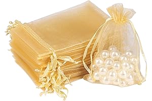 HRX Package 100pcs Gold Organza Gift Bags, 4 x 6 inch Candy...