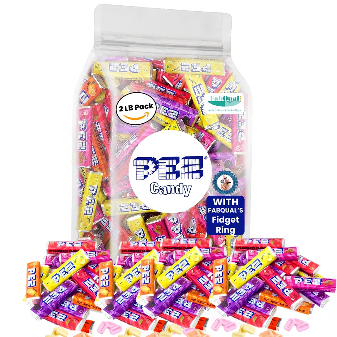 FABQUALBundle - PEZ 2LB Variety Bag Assorted Pez Candy Refill, Variety Pez Refills Fruit Chews Candy Fruit Candy Bulk Mix Pez Candy Bulk Pez Candy Chews Pez Candies Bulk Vintage Candy Pez Bulk