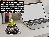 Vista 13 de Amazing Gemstone Organite Orgone Pyramid Extra Large 95MM - Orgone Energy Pyramid with Evil Eye, Hematite, Tiger Eye,Black Obsidian Crystals&Healing