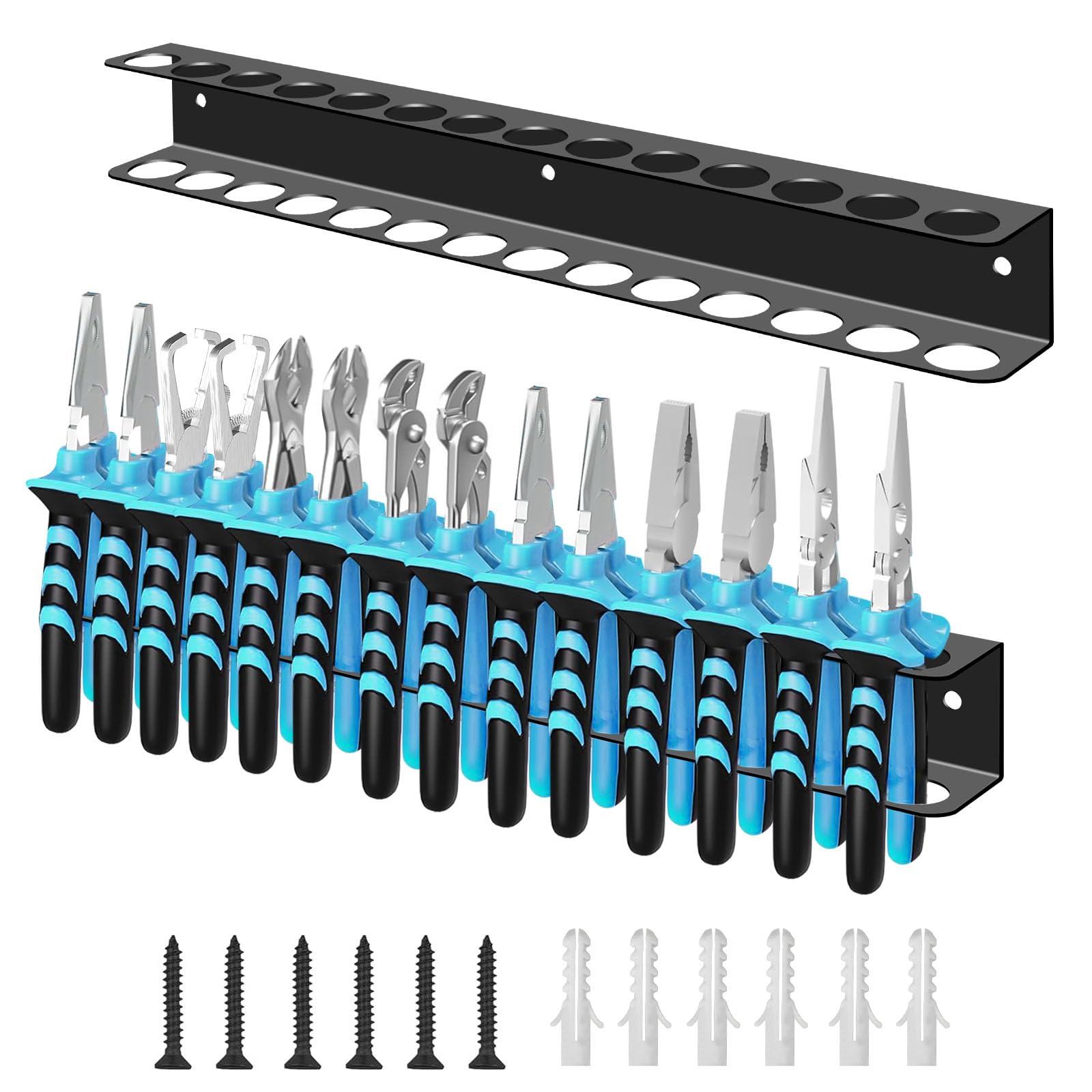Set di 2 supporti da parete per attrezzi, montaggio rapido, salvaspazio, perfetto organizer per garage, per pinze, cacciaviti e martelli, 40 cm