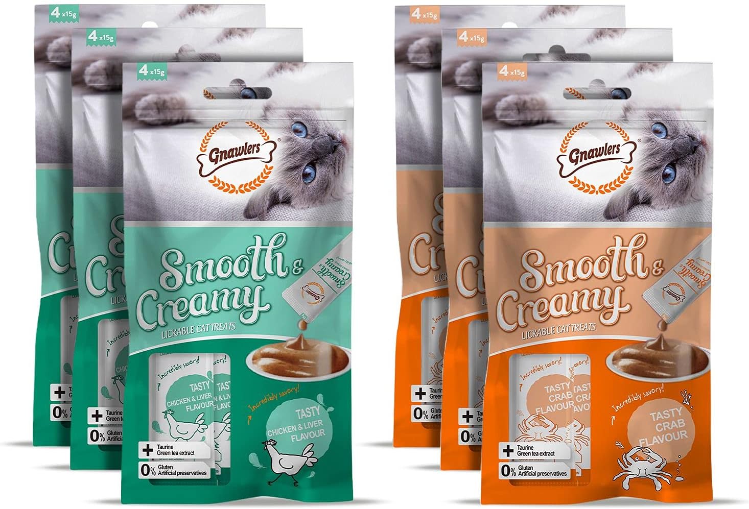 Gnawlers Smooth Creamy Treats Combo Liver x3 Crab x3 Sold by DogsNCats