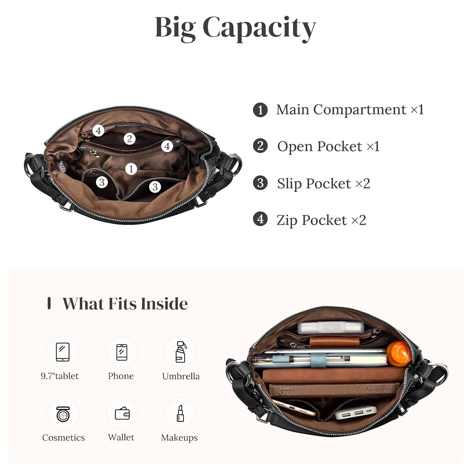 S-ZONE Bolsa feminina Hobo de couro genuíno com alça superior em promoção! Veja a oferta e mais achadinhos de Bolsas 5 Hoje é o melhor dia para comprar S-ZONE Bolsa feminina Hobo de couro genuíno com alça superior com aquele preço maroto! Promoção! Aproveite a oferta! 5