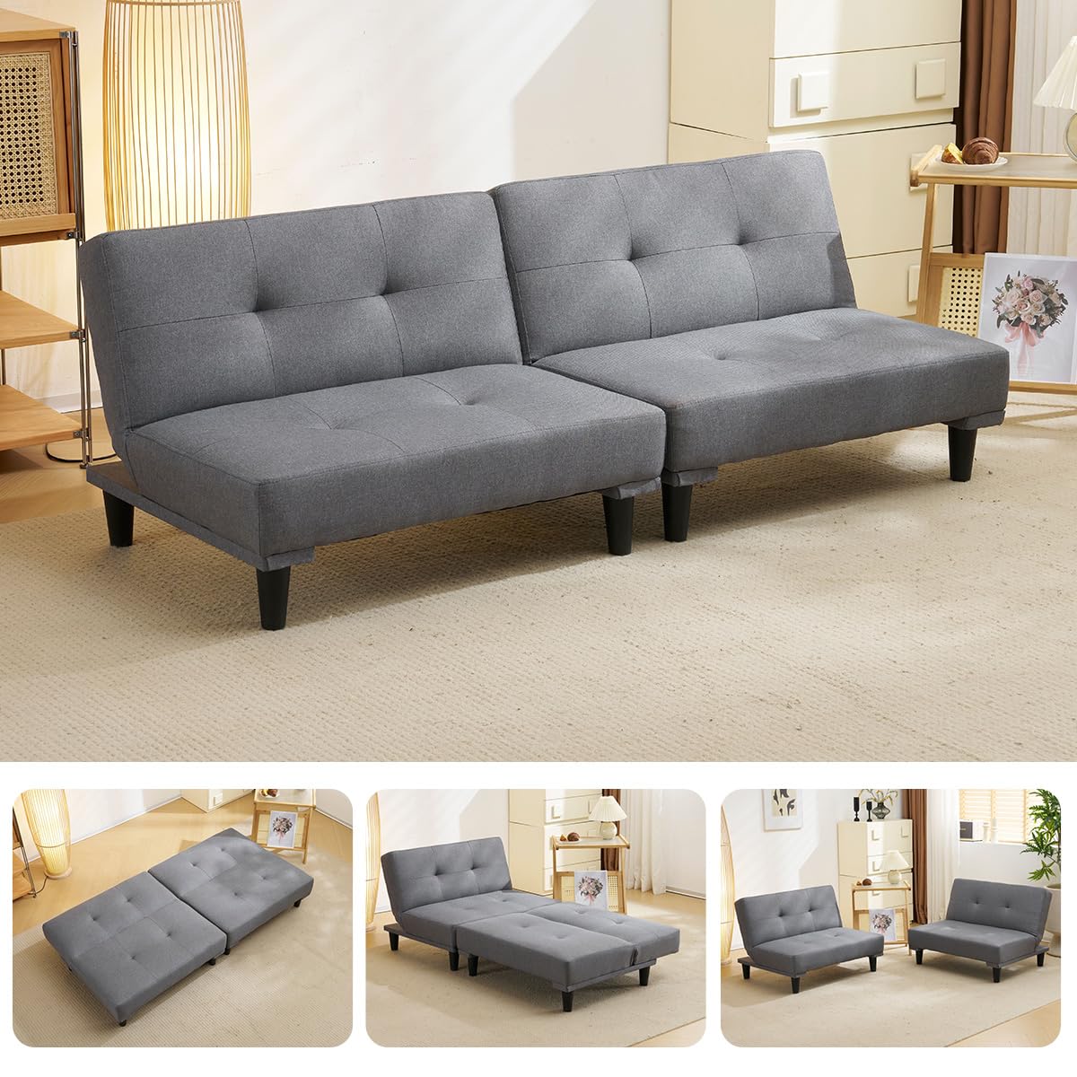 Amazon｜Kennkari ソファー 2人掛け ファブリック 幅165cm 背もたれ3