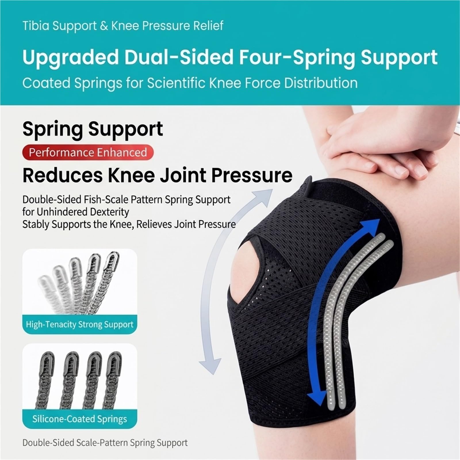 Kniebandage für Damen und Herren, verstellbar, mit seitlichen Stabilisatoren, geeignet zum Laufen, Fußballspielen, Basketballspielen, bei Meniskusriss, Arthritis, Kreuzbandschmerzen, einzelnes Kn