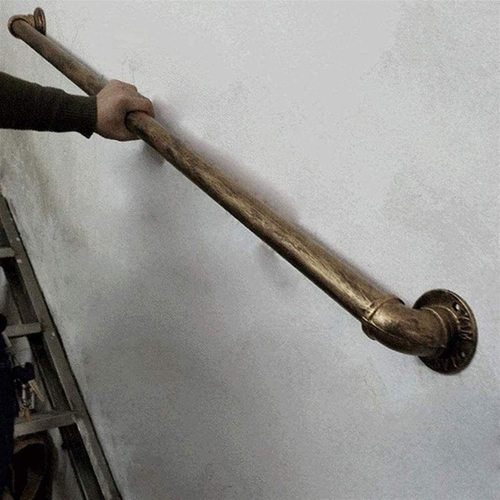 Metalowa balustrada schodowa w stylu vintage, 100 cm, brązowe i złote wykończenie, do użytku wewnątrz i na zewnątrz, stylowa poręcz bezpieczeństwa do wystroju domu i ogrodu, trwały i elegancki design