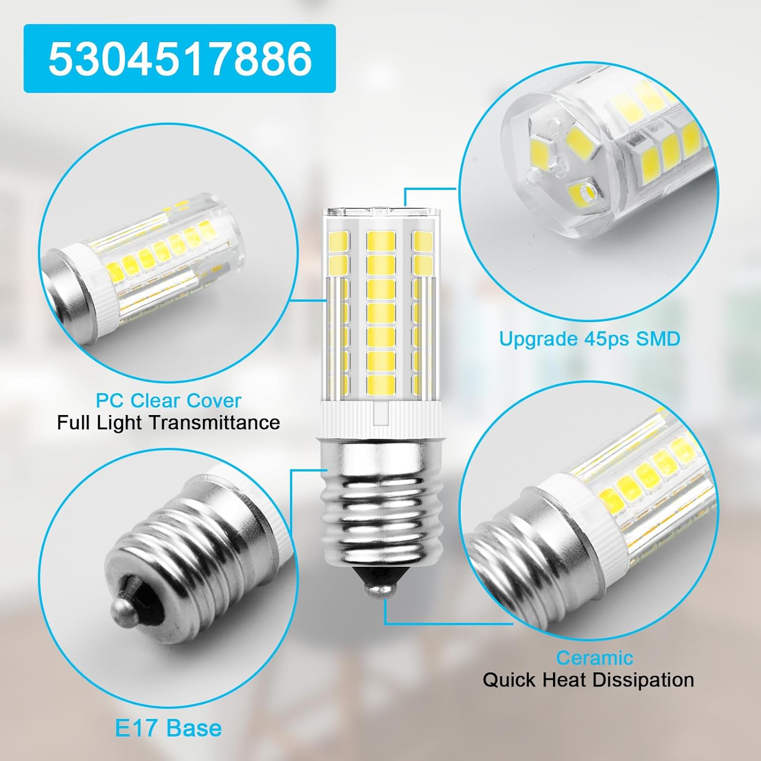 Kei D28x Kel 2816x Refrigerator Bulb 3W, Frigidaire Bulb Replacement Refrigerator Kei D28x 5304522314 5304517886 E17 Led, Daylight White 5000K, 1-Pack