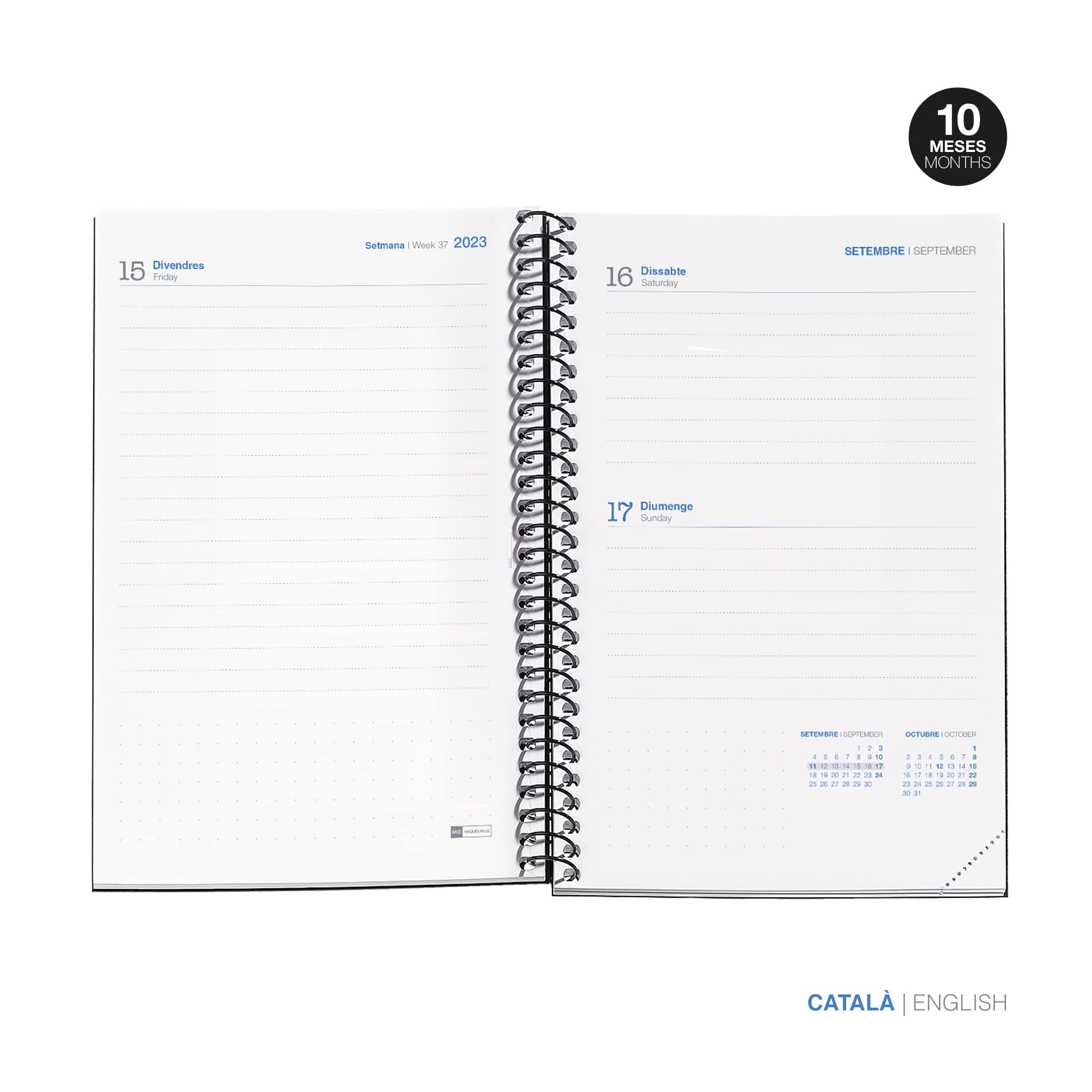 Miquelrius - School Diary 23-24, September 2023 to June 2024, Size 11.8 x 17.5 cm, Day Page, Lavender Phrase, Catalan-English - Image 2