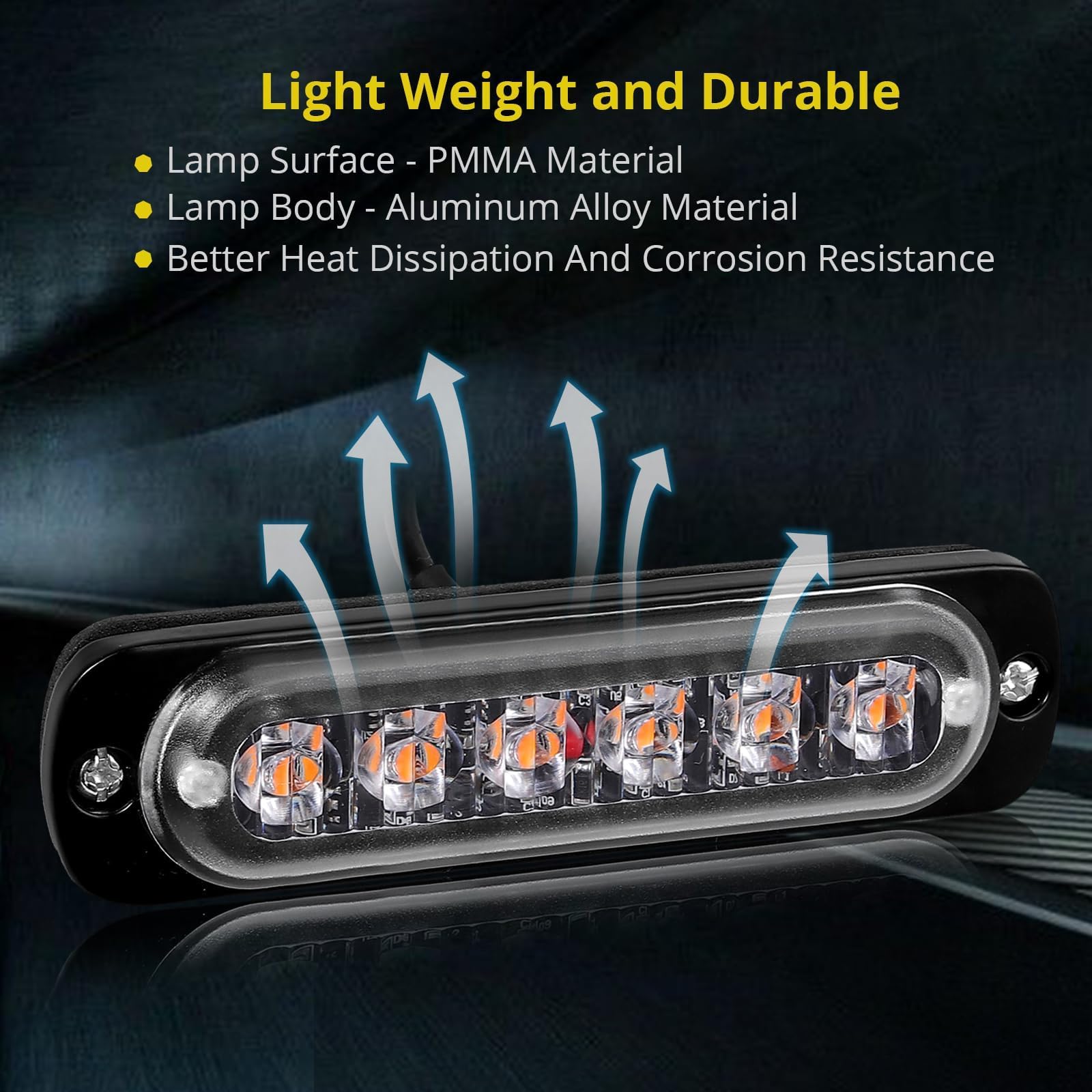 PROZOR Przedni migacz LED 4 PCS światło ostrzegawcze 6 CREE LED migacz 12V / 24V światło samochodowe pomarańczowe 18 trybów migające światło dla samochodów ciężarowych