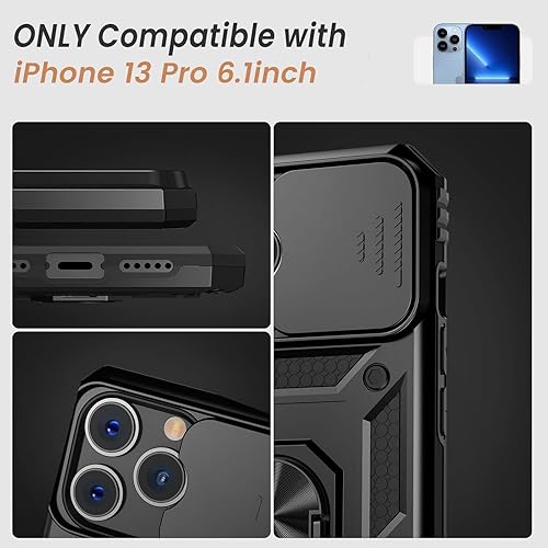 Miniatura 2 de Goton Armor - Funda para iPhone 13 Pro con cubierta deslizante para cámara y soporte, funda resistente de protección de grado militar, soporte de