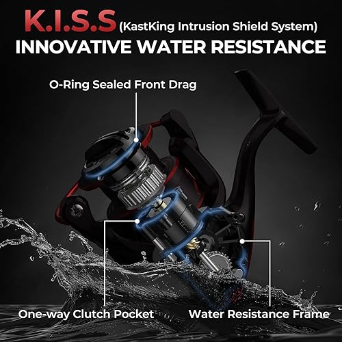 Miniatura 5 de KastKing Carrete giratorio Sharky - Relaciones de engranajes de 5.21 y 6.21, resistencia de fibra de carbono de 33 a 39.5 libras, rodamientos de