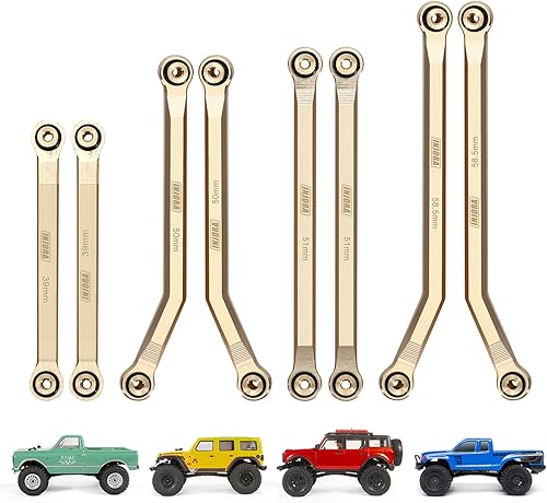 Miniatura 6 de INJORA Conjunto de 4 eslabones delanteros de alto perfil de latón, 37g, eslabones de latón pesados para SCX24 C10 JLU Bronco Base Camp 4Runner Axial