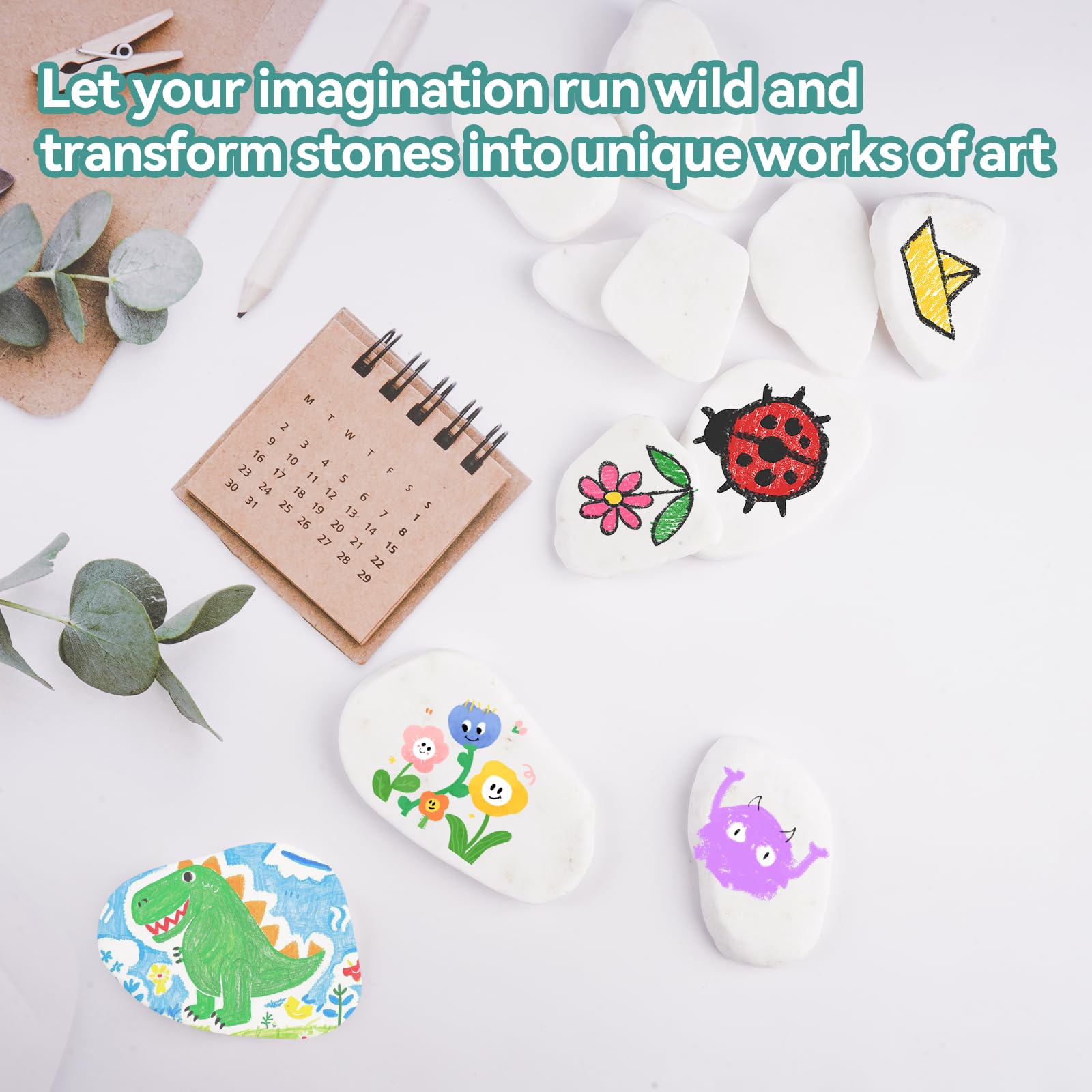 12 Piedras Planas Para Pintar A Mano - Tamaños 3-8 Cm, Ideales Para Manualidades DIY, Decoración O Regalo