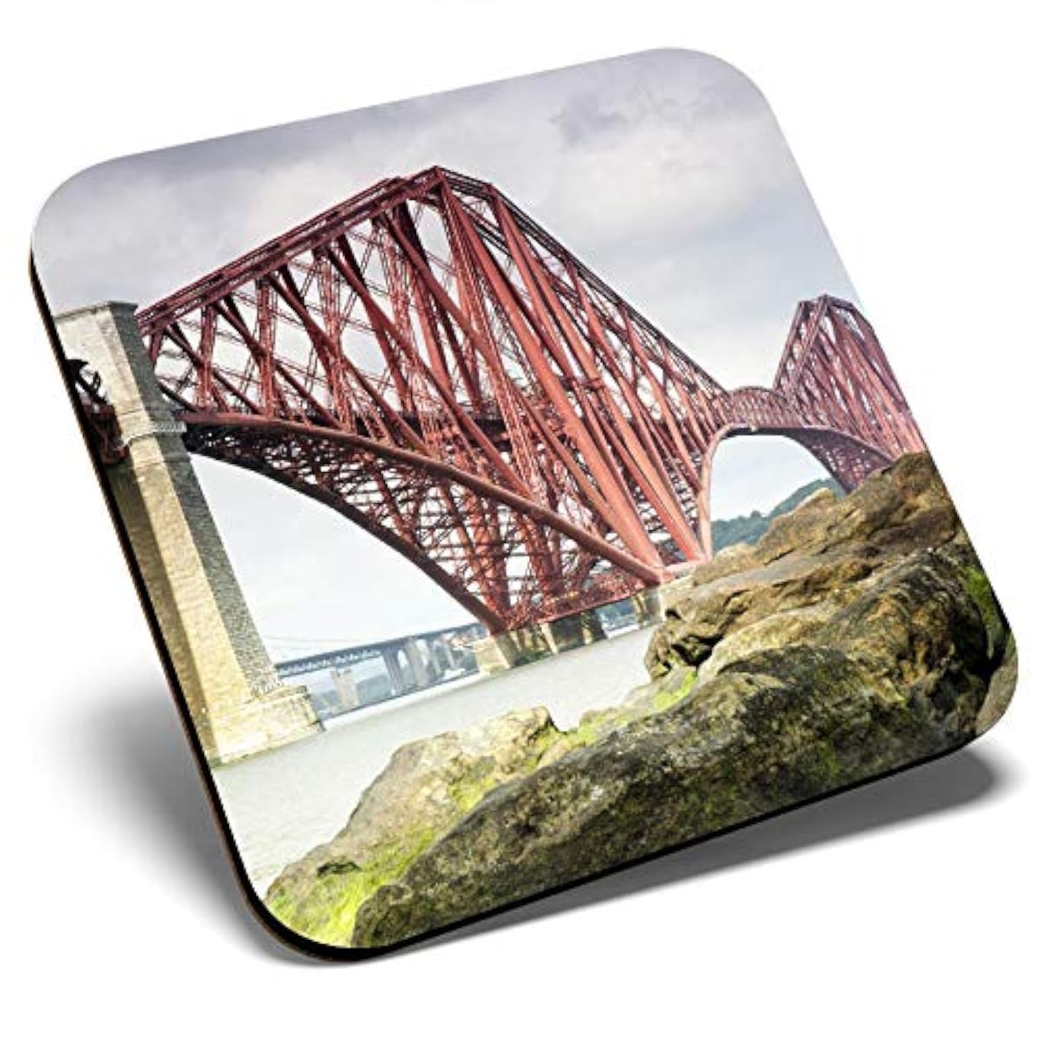 Destination Vinyl Ltd Multicolor Great Single Coaster Square - Scottish Forth Road Bridge Scotland |Glossy Quality Coasters | Tabletop Protection For Any Table Type #16231