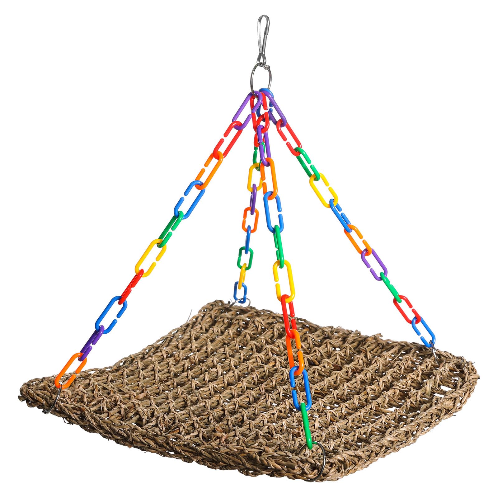 NEWFT Durability Grass Bird Hammock Bird Rope Net Woven Parrots Platform Bird Toy for Pet Owners Of Parakeets