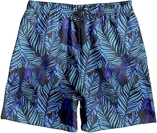 شورت سباحة عصري بقصة عادية وطباعة أوراق الشجر للرجال من ناو