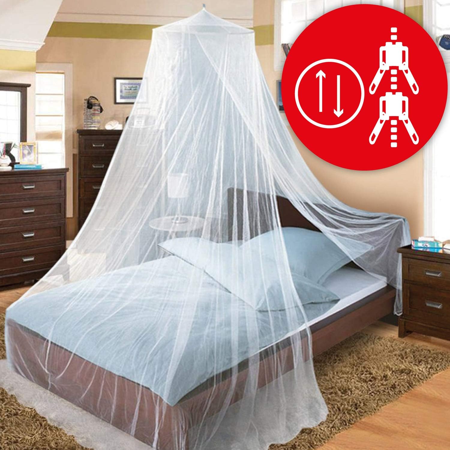 Glorytec Mosquito Net - With 2-Way Zipper for Double Bed and Single Bed - Plus Travel Carrying Bag - XXL Mosquito Net Protects Effectively Against Insects and Mosquitoes - Ideal for Travelling