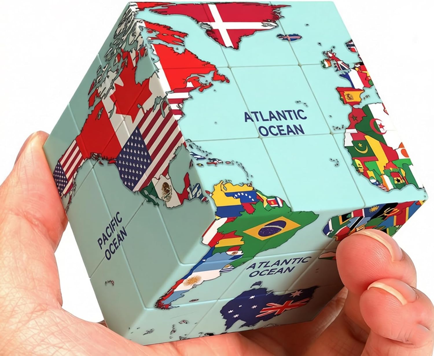 3x3 Speed Cube, World Map Design Magic Cube Geography Learning Puzzle Toy