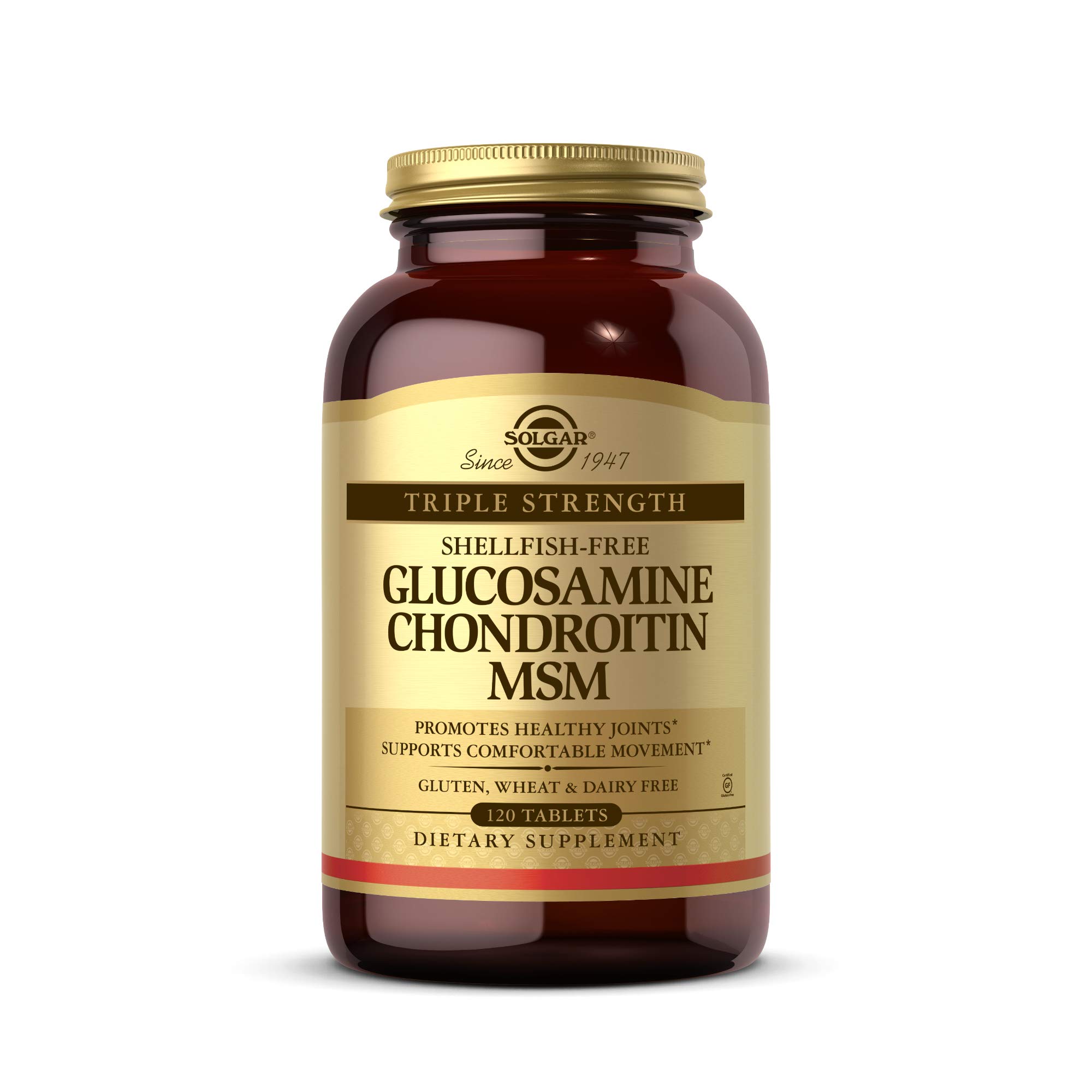 Solgar | Glucosamina Condroitina MSM Complex Extra Strength| Contribuye a la Formación de Tejido Conectivo y Colágeno | Con Condroitina y sin Mariscos | Huesos y Cartílagos | 120 Comprimidos
