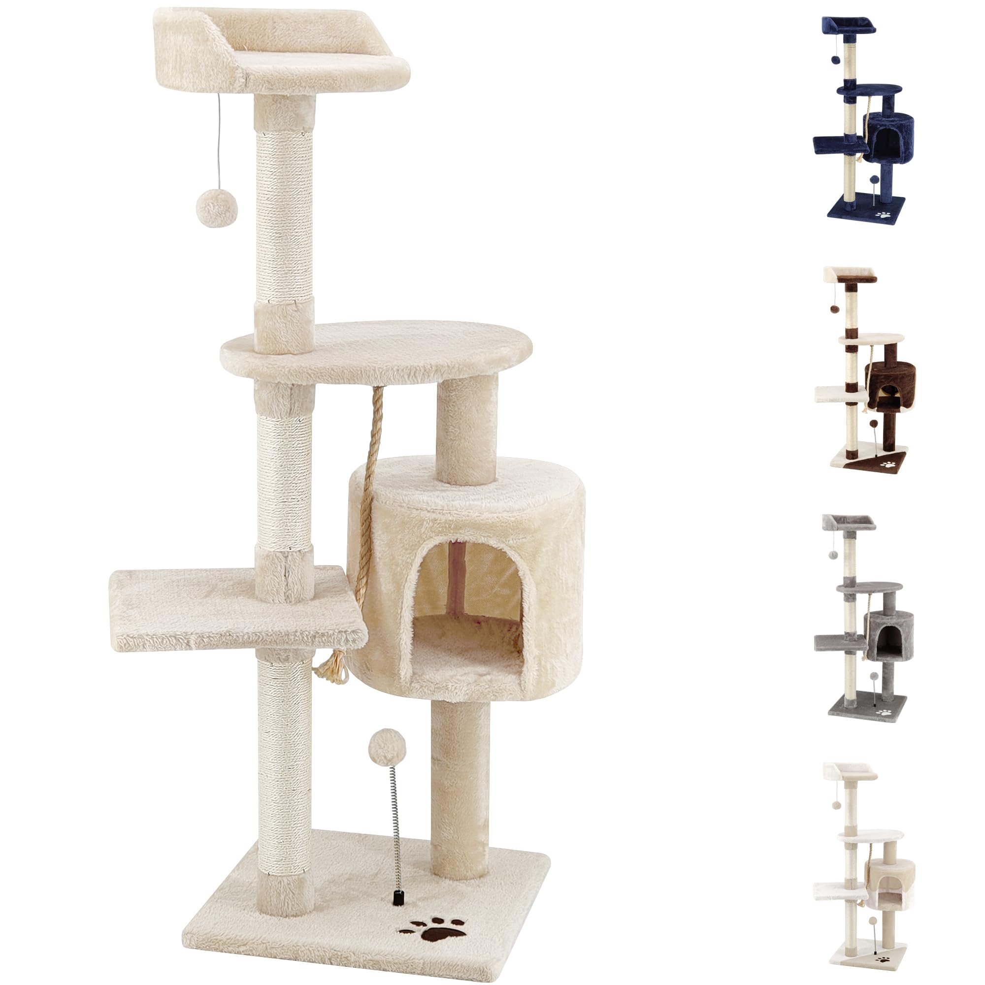 Tiragraffi Woochpet Con Foglie 3D E Palla Sospesa – Alto 90 Cm, Sisal Naturale, Perfetto Per Gatti Domestici