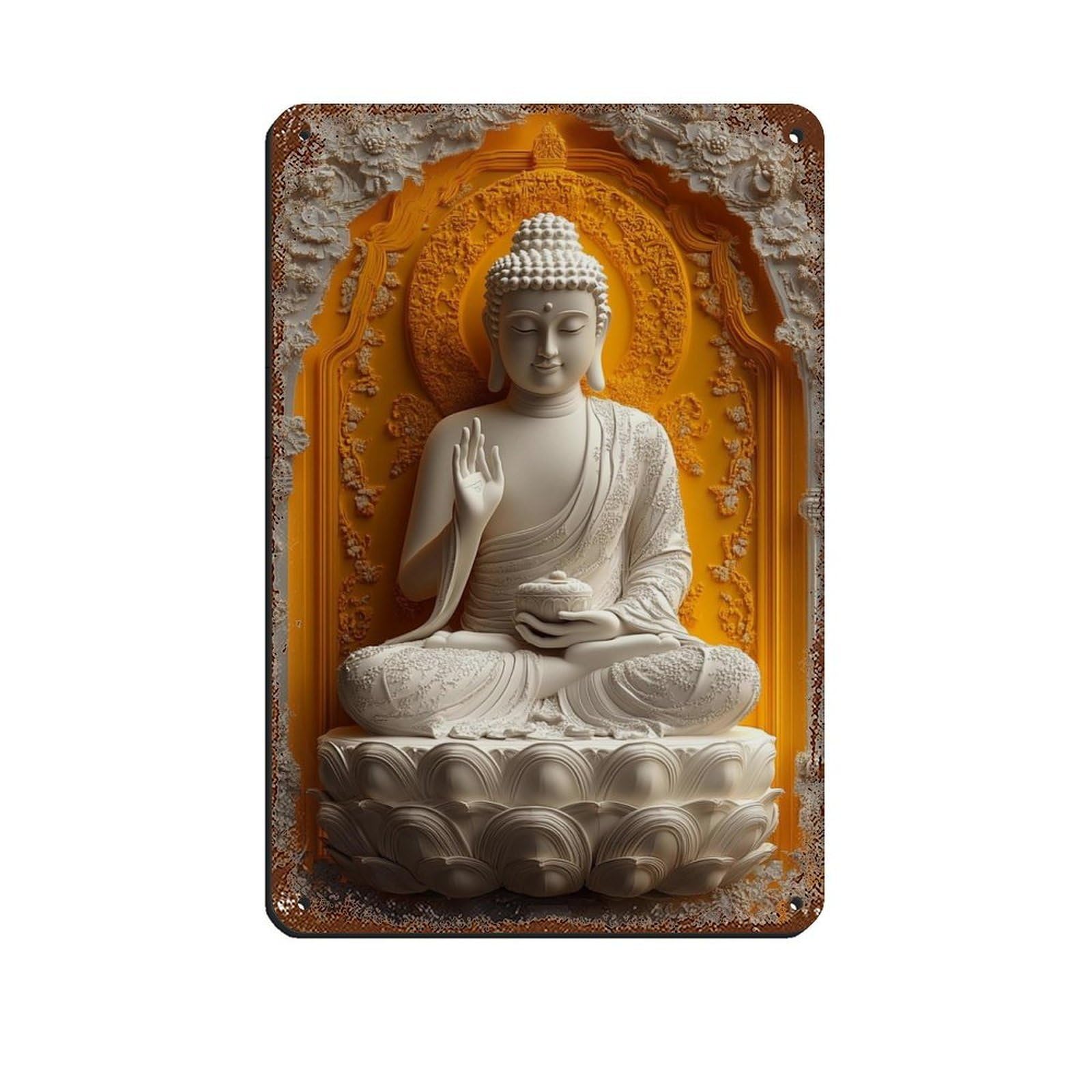 Buddha Art-Buddha Decor-Large Art (5) Retro Poster Metal Tin Sign Chic Art Retro Iron Painting Bar People Cave Cafe Family Garage Poster Wall Decoration 8x12inch(20x30cm)