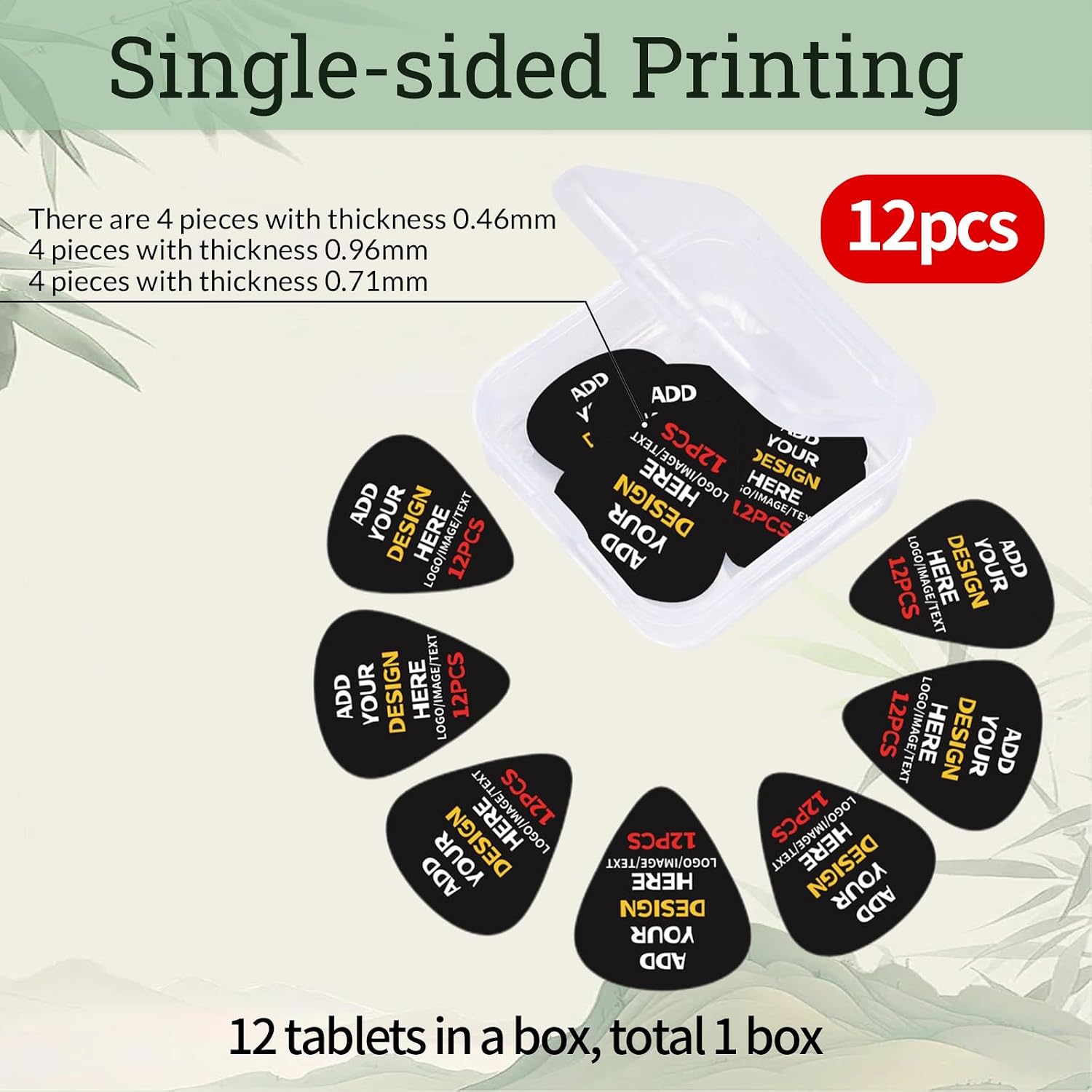 12PCS Single Personalized Guitar Picks, Custom Picks Guitar, 0.46-0.71-0.96mm Customized Guitars Accessories for Bass, Ukulele, Acoustic, Custom Music Gifts for Band Favors, Retirement image 2